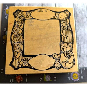 PSX Designs Teddy Bear Frame Baby It's A K1999 Rubber Stamp Wood #B14